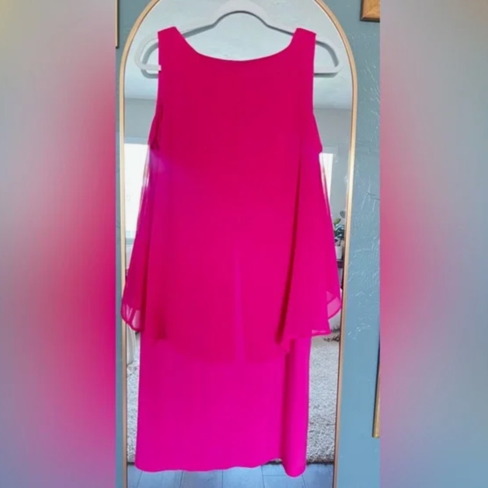 White House Black Market Fuchsia Layered Sleeveless Shift Dress